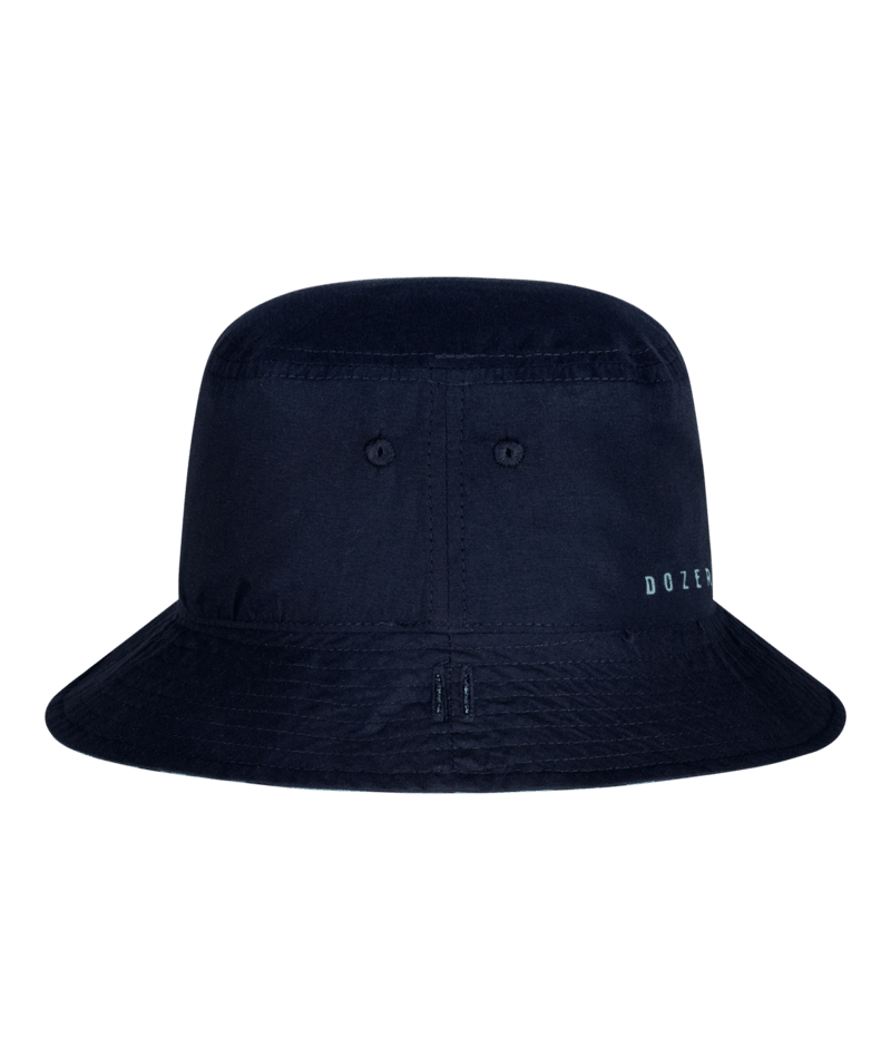 Dozer Boys Bucket Hat - Navy Leaf Print - Darkwood